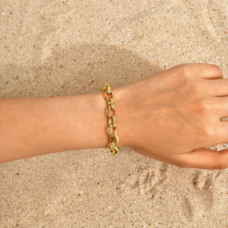 Minimalist Geometric Stainless Steel Bracelets 18K Gold Plated Thick Chunky Chain Bracelet for Women Waterproof Luxury Jewelry