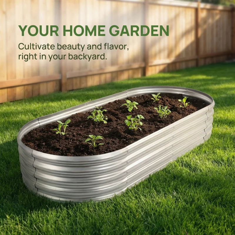 Elevated Garden Bed for Balcony Large Space Oval-Shaped Galvanized Rust-Proof Home Use 4x2FT One Pack