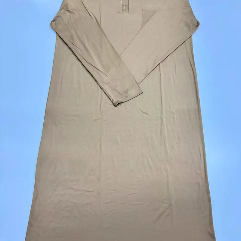2026 Autumn Men's Nightgown Male Long Robe Solid Thin Loose Plus Size Long Sleeve One-Piece Pajamas for Men Bathrobe Homewear