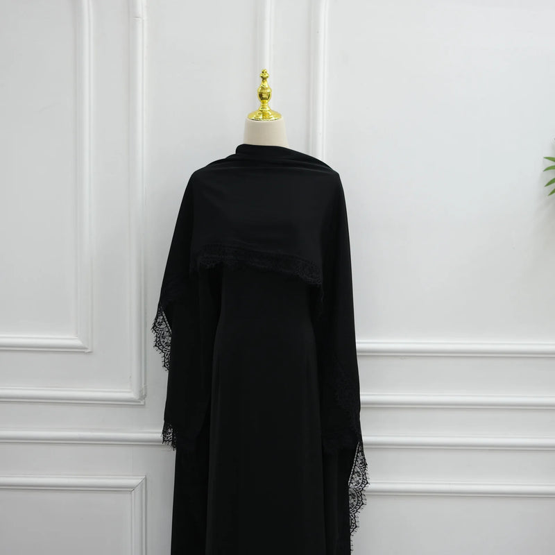 Luxury Dubai Abaya Detachable Lace Shawl Modest Muslim | SAMAG