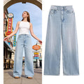 Fashion High Waist Wide Leg Jeans for Women 2026 Streetwear Baggy Denim Trousers Woman Light Blue Zip Loose Long Pants Female