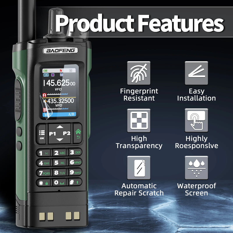 Baofeng UV-32 Walkie Talkie Screen Protector Fingerprint Proof Automatic Repair Scratch Specially Designed for UV-32 DM-32 Radio