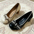 Bowknot Details Retro Chunky Heel Women's Pumps and Heels Round-Toe Designer Mary Jane Shoes Elegant Party Lolita Shoe for Girls