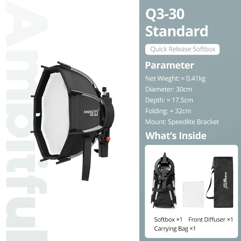 AMBITFUL Q3 On-top Camera Flashlight Softbox Quick Set-up Flash Bracket Softbox For Round Head Square Head Flash Speedlite