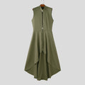 INCERUN Men Vests Solid Color Stand Collar Sleeveless Male Long Style Waistcoats Streetwear 2025 Fashion Casual Male Dress Vests