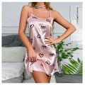 Ladies Sexy Sling Nightgown Nightdress Women's Sexy Lingerie Silk Satin Sleepwear Floral Pinting Nightwear Homewear Mini Dress
