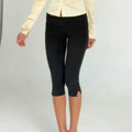 Women's Y2K Low Waist White Capri Leggings Fold Over Waistband Split Hem Solid Color Slim Fit Stretchy Cropped Leggings Buttery