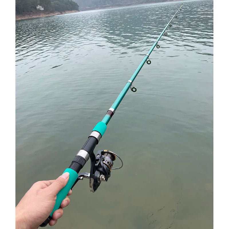Bass Pike Carp Fishing Rod Combo Catfish Rod 1.8-3.6M Telescopic Fishing Rod and Spinning Fishing Reel Fishing Set Rod+Reel