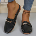 Goreyodoly women mule flats quilted slip on shoes chain detail wide fit lightweight soft sole casual comfort loafers