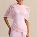 Elegant Mermaid Evening Dress Draped Detachable Cape | SAMAG