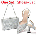 New Arrival Nigeria Women Designer Shoes and Bags Decorated with Rhinestone Wedding Italian Shoes Bag Set Pumps Women Luxury