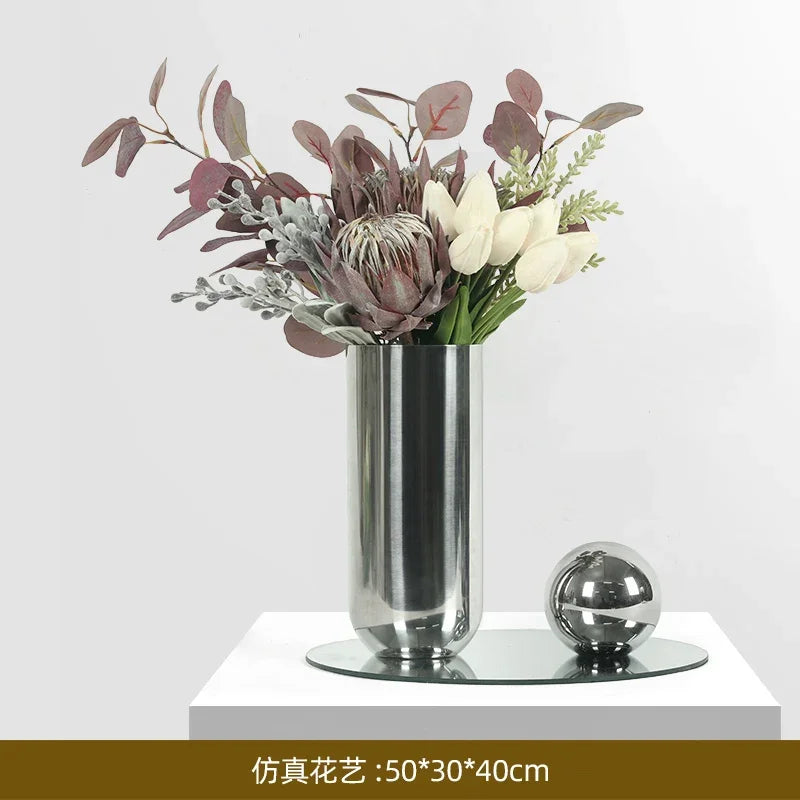 Elegant Artificial Flower Vase Set Home Office Decor Flower Arrangements Model Room Display