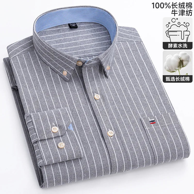 Spring and Autumn Men's Pure Cotton Long sleeved Shirts | SAMAG