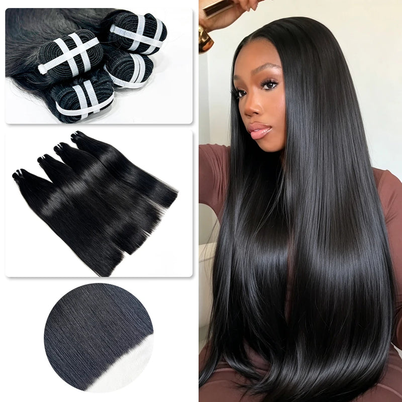 26inch 30inch Straight 14A 16A Vietnamese Hair Weft NCST 100% Human Hair Natural Black 3 4pcs Bundle Raw Hair Bundles Remy Thick Hair Extensions