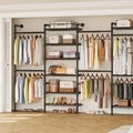 L4 Wall Mounted Industrial Pipe  Clothes Rack, Closet Organizer System with Rods Expandable, Clothing Rack, Corner Garment Rack