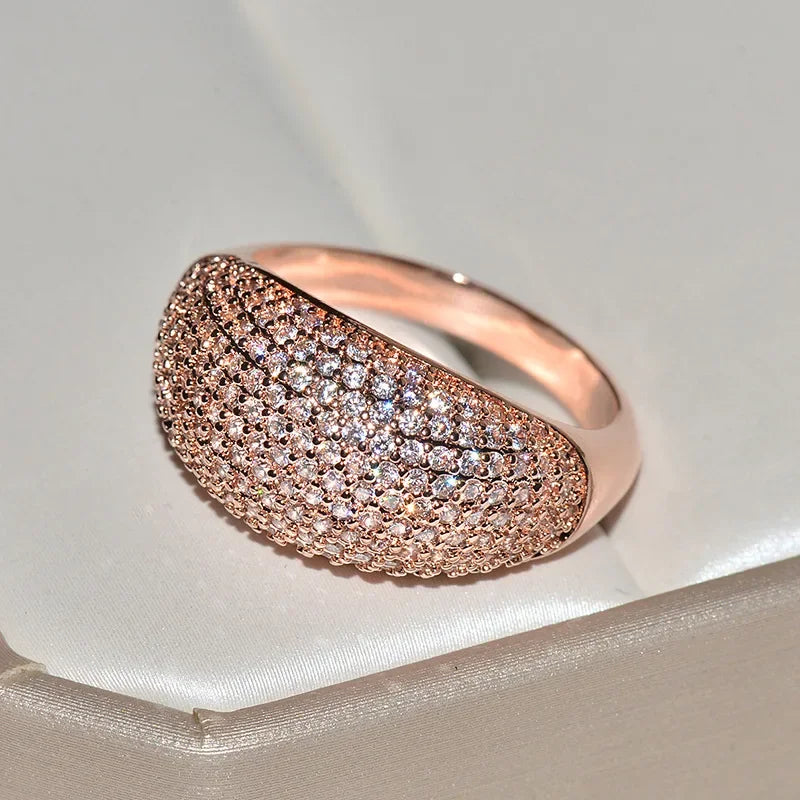 Real 18k Gold Rings for Women Luxury Full Diamond Fine Jewelry Wedding Anniversary Party for Girlfriend&Wife Gift Bijoux Femme