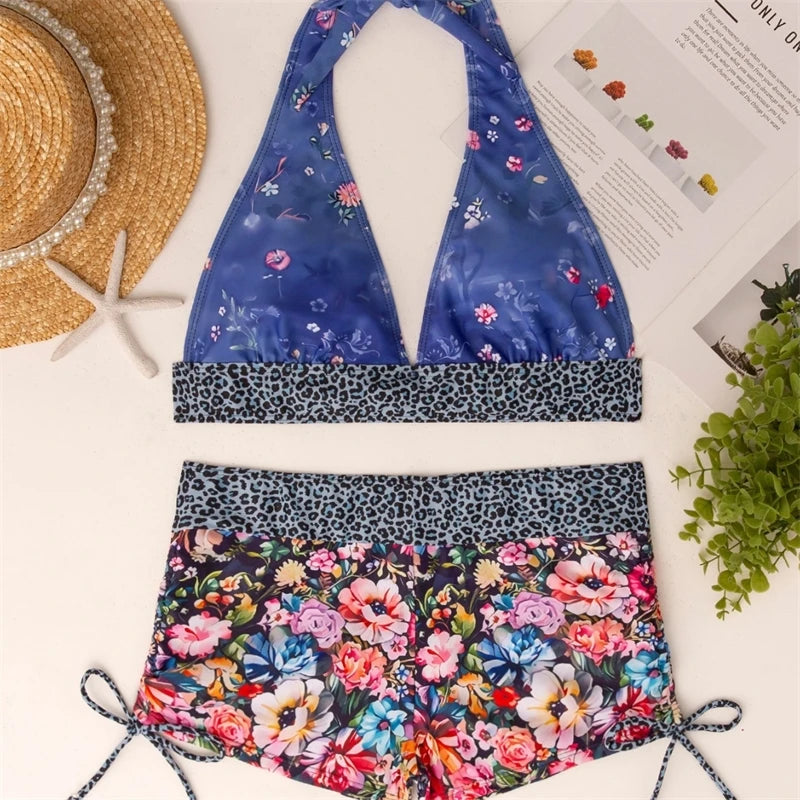 Square Neck Modest Bikini Set With Skull Print | SAMAG