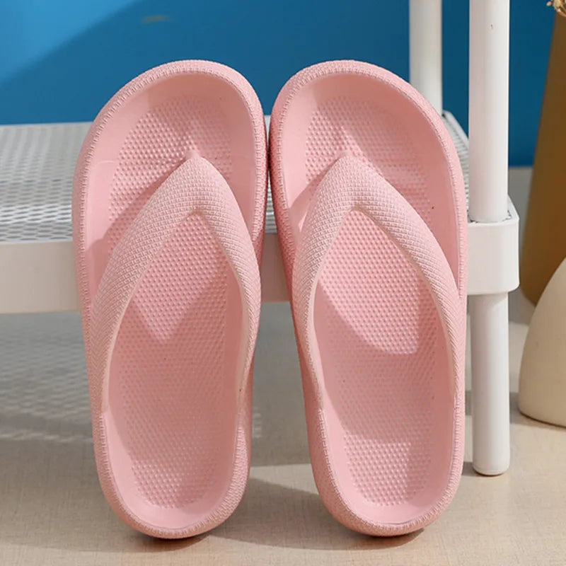 Rimocy Soft Sole EVA Women's Flip Flops 2026Summer Beach Non-slip Cloud Slippers Women Thick Platform Clip Toe Bathroom Slides