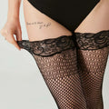 Plus Size Transparent Black Lace Silicone Non-Slip Mesh Stockings Sexy Fishnet Stocking Thigh High Tights Long Socks for Women