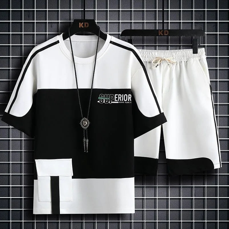 Summer New Fashion Printed Short Sleeve T - shirt Set Men's Casual Relaxed Breathable Sports Two - Piece M - View 6 | SAMAG