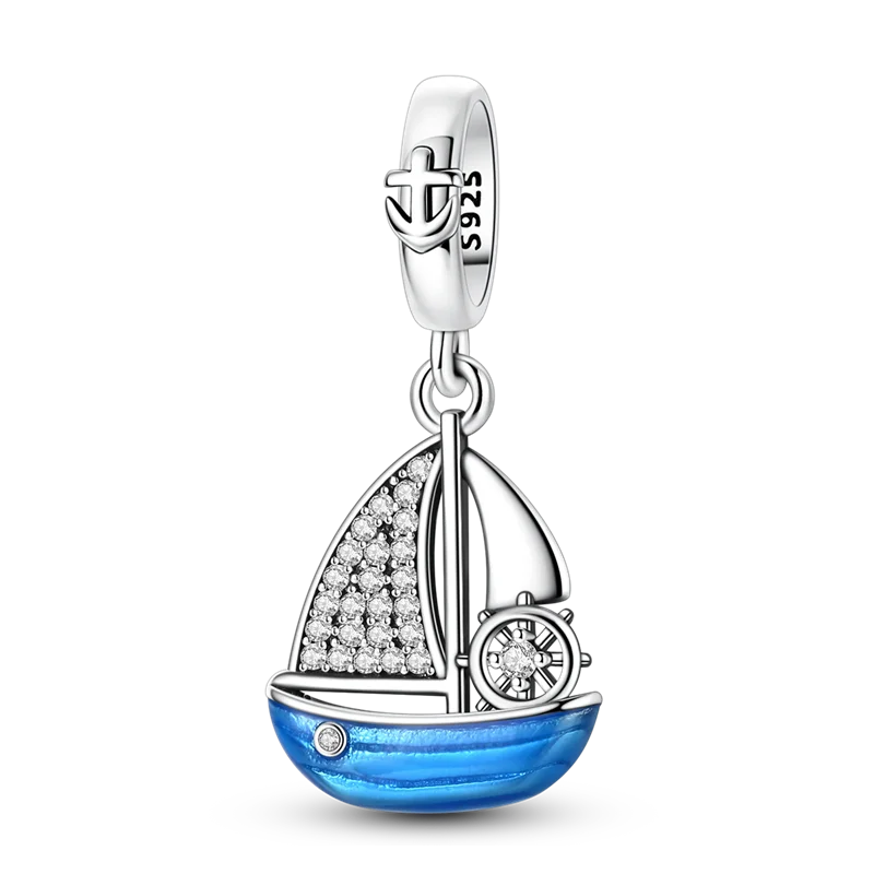925 Sterling Silver Ocean Theme Charm Beads For Women Blue Wave Dolphin Seashell Compatible Summer Beach Vacation Jewelry