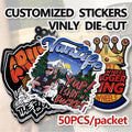 50pcs Custom Stickers PVC Waterproof Die Cut Vinyl Logo Design Brand Laptop Cute Personalized Sticker Glossy Film for Business