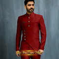 Matching Design Men's Suit 2pcs African/Indian Safiri Attire Customized Set with Gold Button for Wedding Party Formal Events