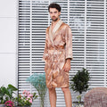 Men Summer Satin Bathrobe Shorts Robe Suit Thin Ice Silk Pajamas 5XL Plus Size Bathrobe Kimono Sleepwear Soft Bath Gown Male
