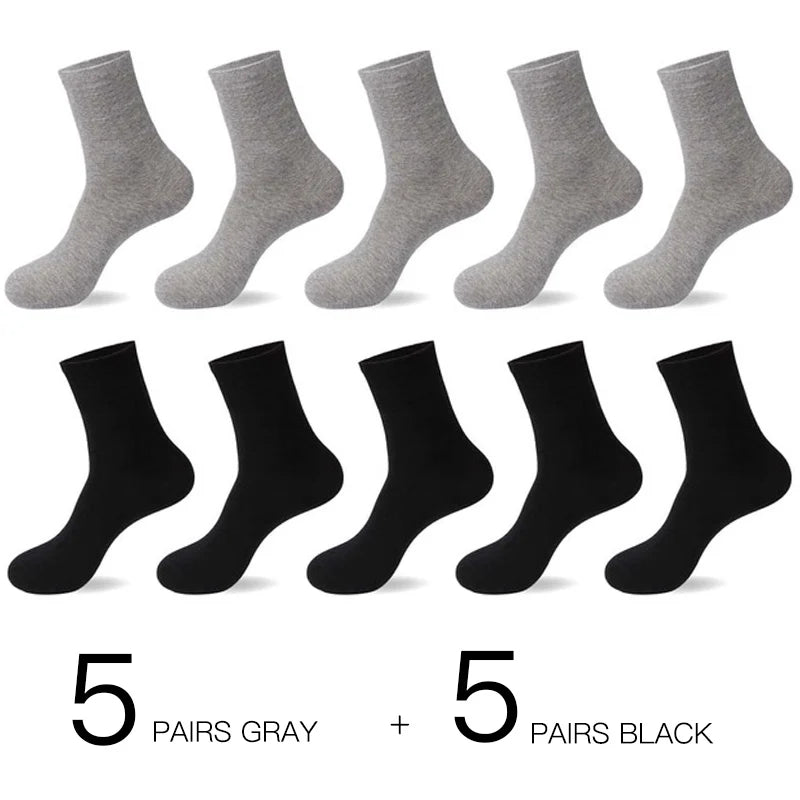 HSS 2023 Men's Cotton Socks New styles 10 Pairs / Lot Black Business Men Socks Breathable Spring Summer for Male US size(6.5-12)
