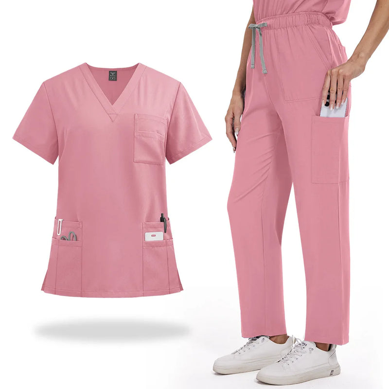 Summer Short Sleeved Hospital Doctor Uniforms Spa Uniforms Dental Clinic Medical Scrubs Suits Pet Grooming Veterinary Nurse Sets