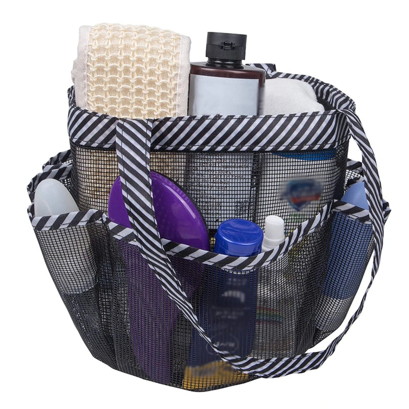 Striped Toiletry Bag Unisex Bathroom Foldable Mesh Toiletry Bag Portable Multifunctional Handheld Bath Bag