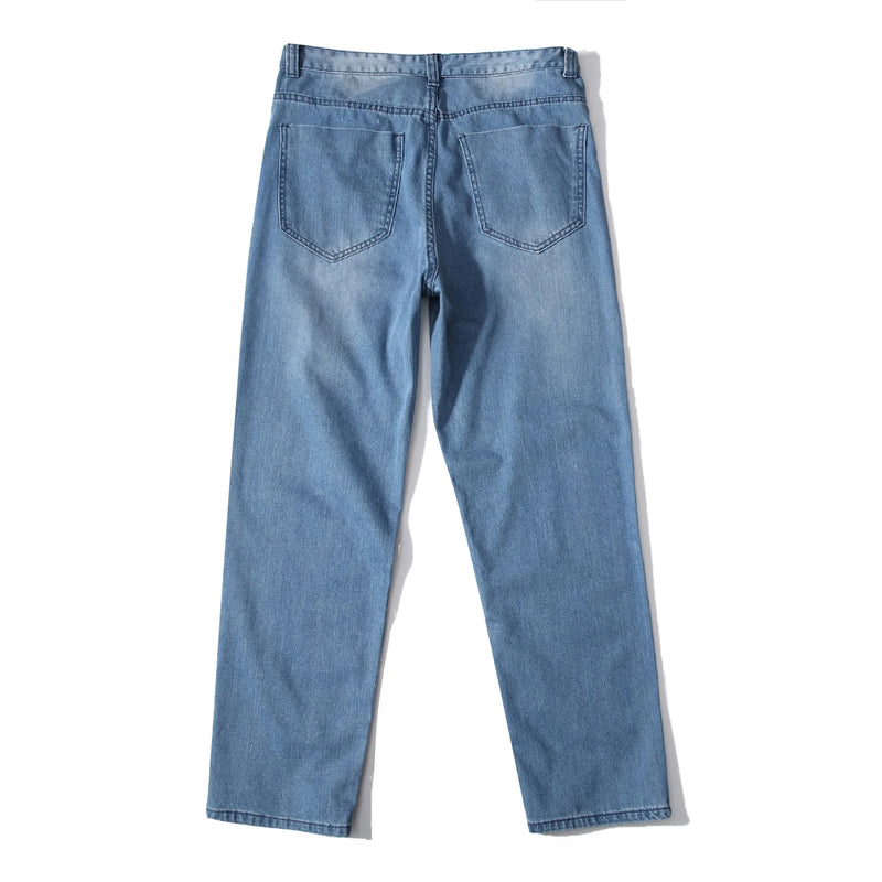 Men's Blue Stretch Wide-leg Jeans for Spring and Fall | SAMAG