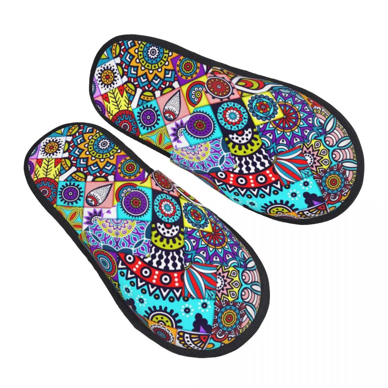 Custom Kizomba Samakaka Ankara Print Soft Memory Foam House Slippers Women African Wax Design Comfy Warm Anti-skid Sole Slipper