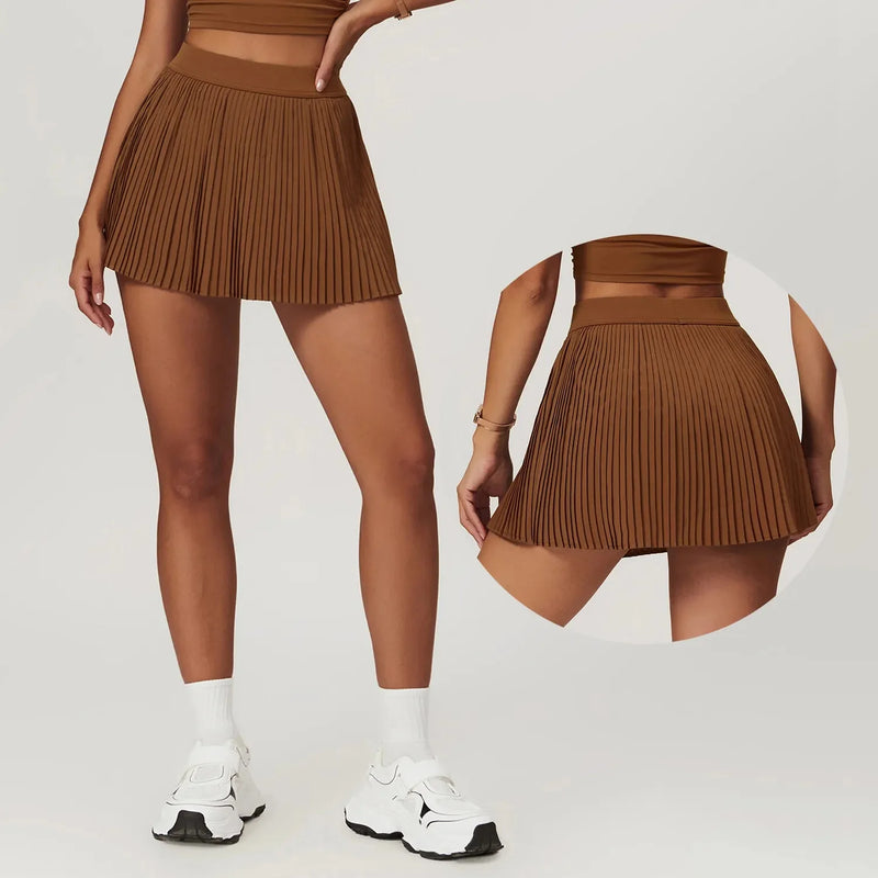 Women's 2 Piece Yoga Skirt Set Hip Hugging Slimming Outdoor Fitness Tennis Skirt Sun Protection Sports Outfit