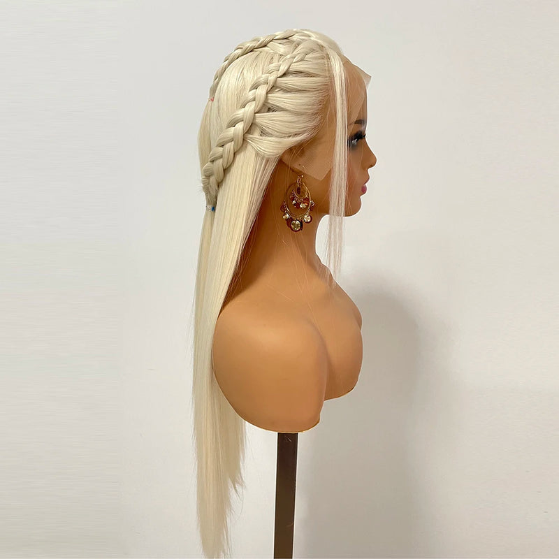 Charisma Synthetic Lace Front Wig Blonde Hair Wigs With Braided Synthetic Wigs For Women Natural Hairline Heat Resitant Fiber