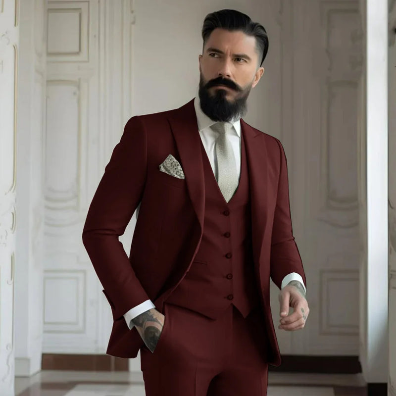 Champagne mens Tuxedo Wedding Suits For Bespoke Groom Wear Formal Fashion Prom Party Blazer+Pants+Vest - View 11 | SAMAG