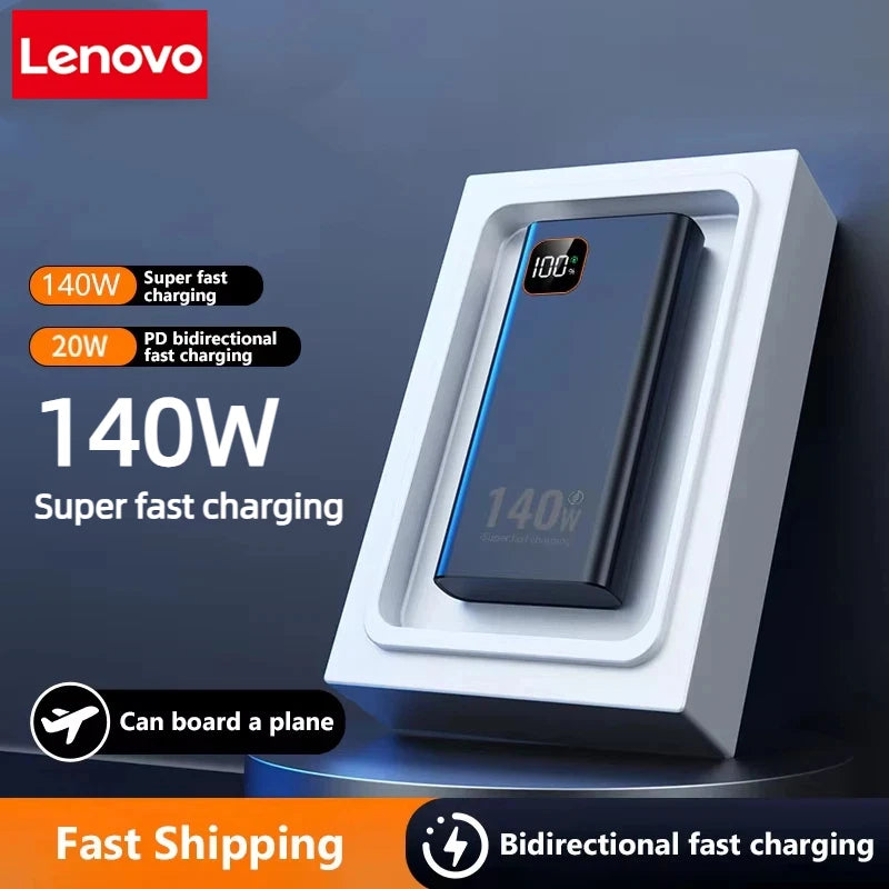 Lenovo 140W 500000mAh Ultra Capacity Power Bank Super Fast Charging CCC Portable Battery Charger For IPhone Samsung 2026 New