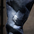 Ripped Jeans Men Slim-fit Denim Pants Cotton Korean Style | SAMAG