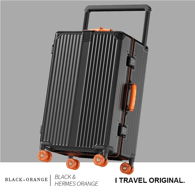 BunnyFly Suitcase Wide Handle Travel Suitcase Men 20 24  Carry-On Luggage Women PC Aluminum Frame Trolley Case
