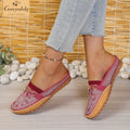 Goreyodoly women mule flats rhinestone cutout shoes chain detail elastic slip on wide fit lightweight soft sole comfort shoes