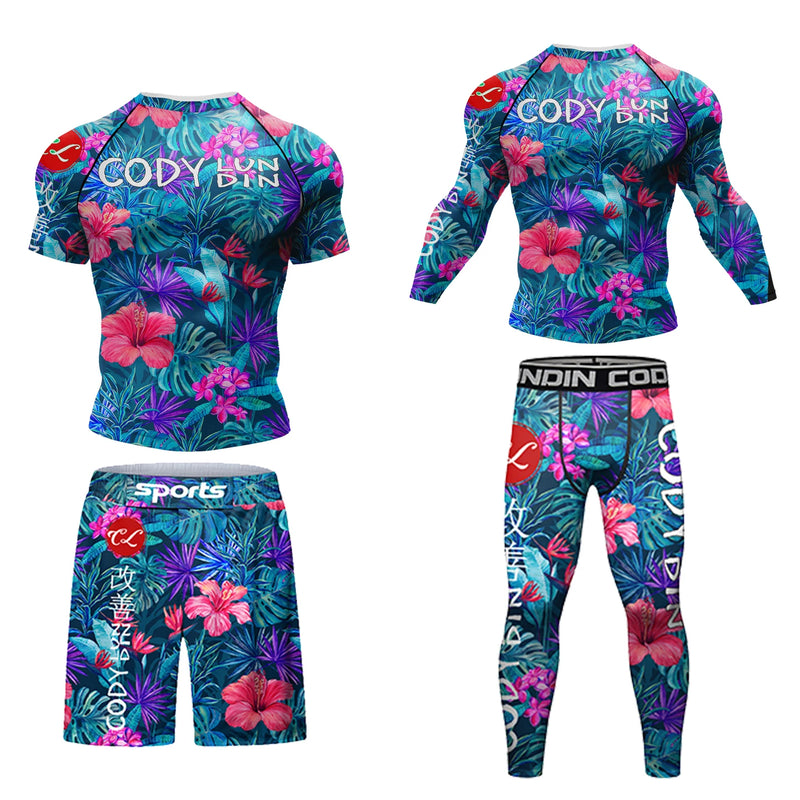 Cody Lundin Durability MMA BJJ Rash Guard Tight Exercise Jogging T - Shirts+Pants 3D Print Compression - View 27 | SAMAG