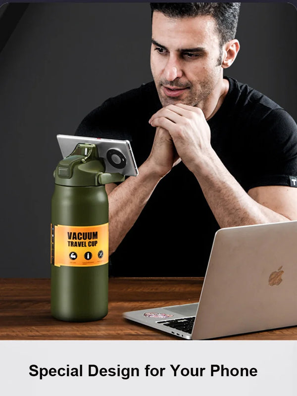 Portable Thermos with Straw 304 Stainless Steel Thermal Mug Tumbler Coffee Cup Sports Vacuum Flasks Cold and Hot Water Bottle