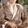 4XL 5XL Men's Luxury Pajamas Robes Silk Kimono Robe Long Sleeve Bathrobe Satin Nightgown Male Summer Home Clothing Oversize