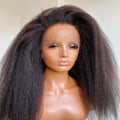 Soft Yaki Natural Black Long Glueless 24Inch Kinky Straight Lace Front Wig For Women With Baby Hair Synthetic Preplucked Daily