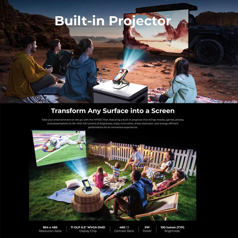 Oukitel WP100 Titan 5G Rugged Smartphone Projector 200MP Camera 33000mAh 66W 16GB+512GB 6.8'' 120Hz Camping Light Android 14 NFC