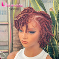 350# Bantu Braided Wigs Synthetic Full Lace Short Cornrow Braided Wigs Handmade Twist Wig with Baby Hair for Black Women