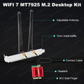 WiFi 7 BE6500 MT7925 Bluetooth 5.4 M.2 NGFF Desktop Network Card BT5.4 802.11be Wireless Adapter for PC - Visuel 4 | SAMAG