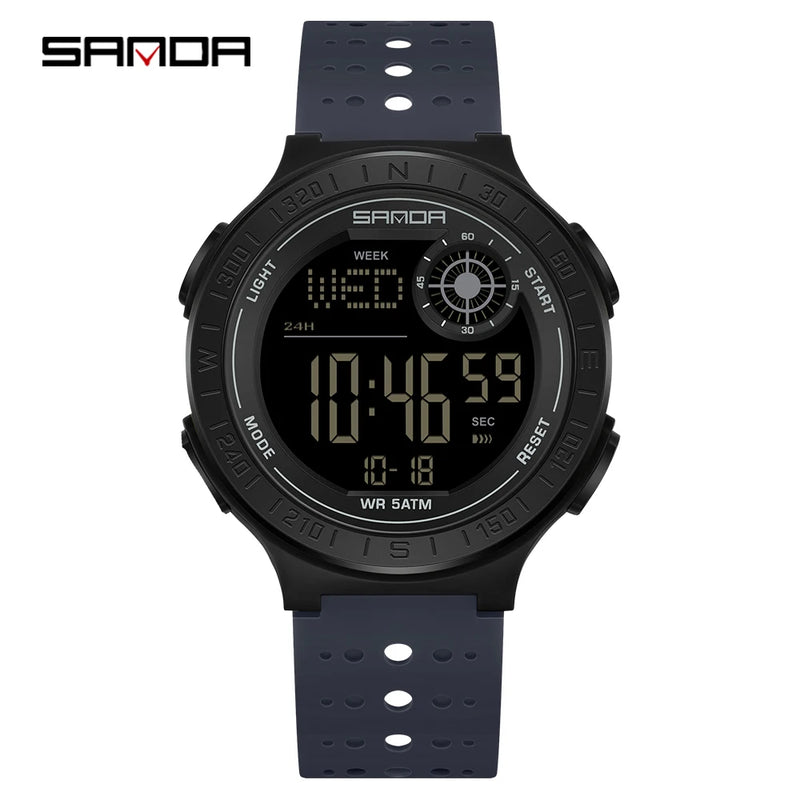SANDA 6337 Fashion Men's Electronic Watch Sports Alarm Clock 50M Waterproof Stopwatch Timer Men's and Women's Watch