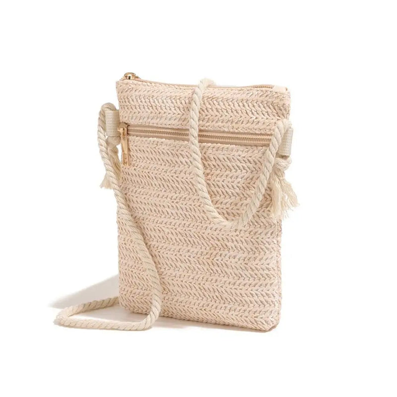 Fashion Straw Shoulder Bag Woven Square Phone Bag Handbags