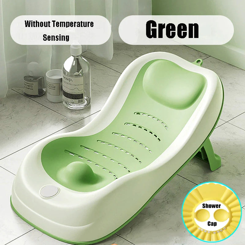 Foldable Baby Bath Support Newborn Bathtub With Sensing Temperature Non-Slip Infrant Shower Bed With Support Bracket